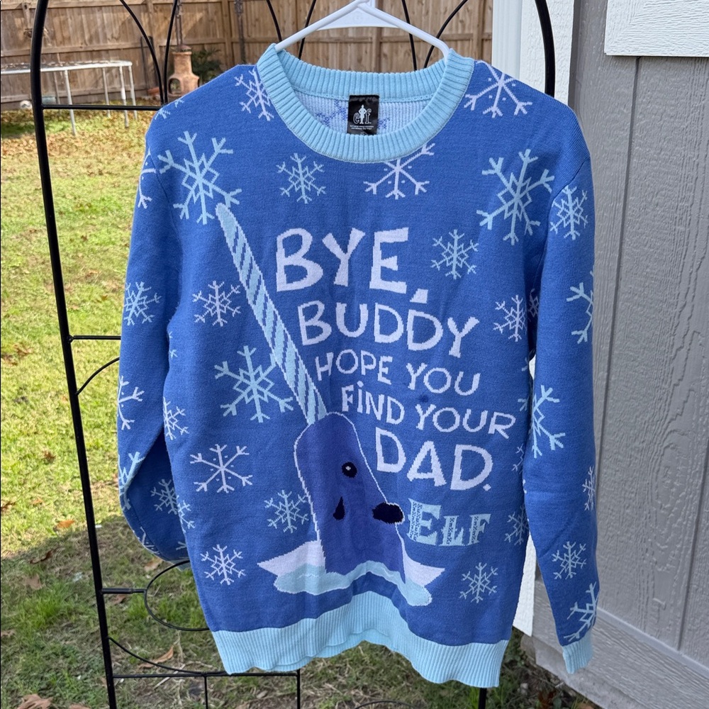 ELF Blue Snowflake Men's Crewneck Sweater